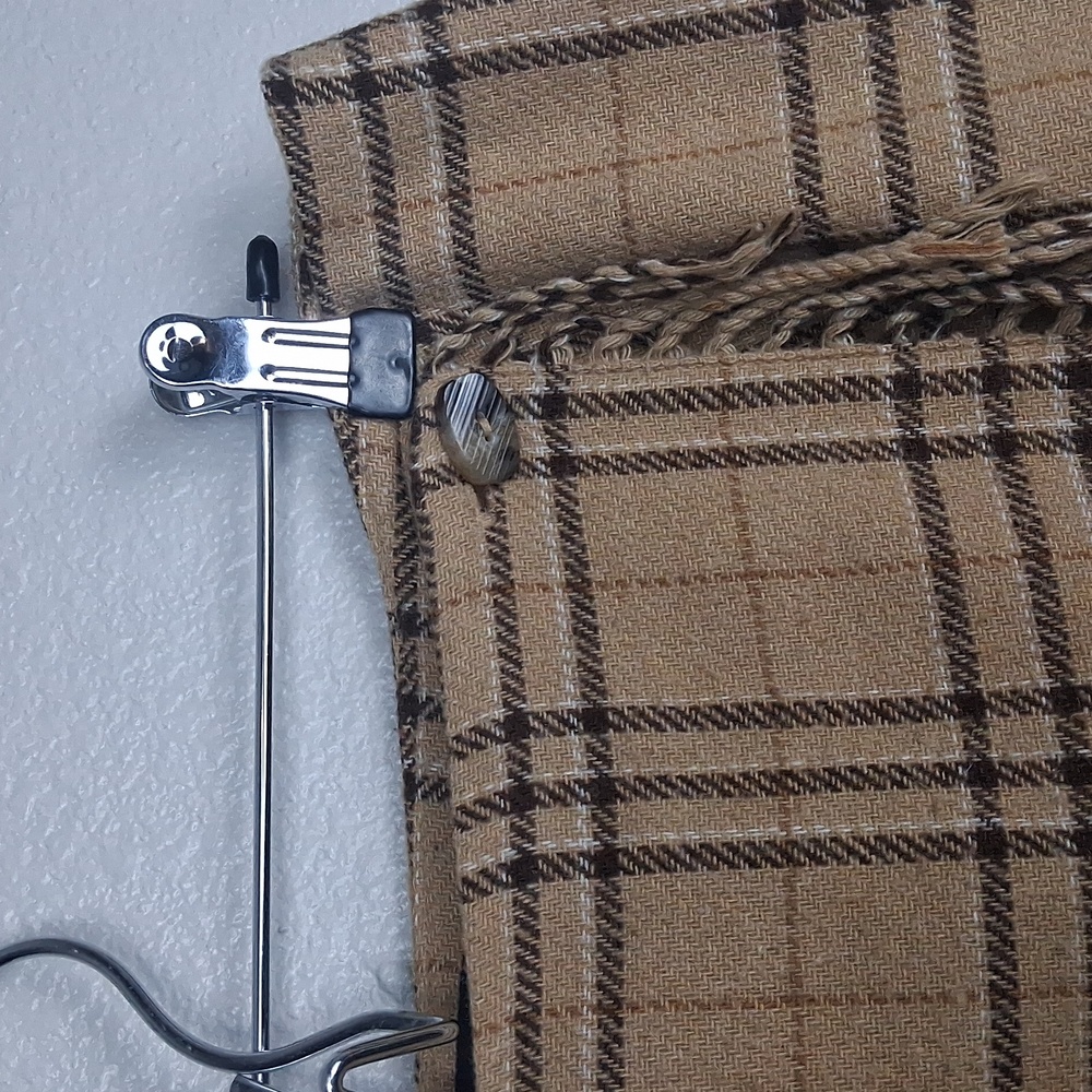 Sag Harbor Womens Vintage Brown Plaid Skirt Size 14 Fringe Detail - Picture 4 of 5